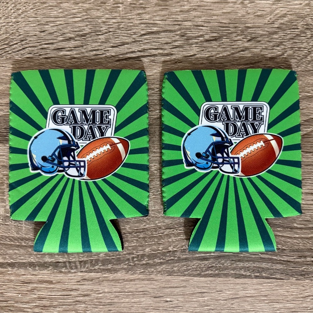 NWOT (2) Football Themed Koozie Can Covers Bundle